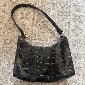 Faux Croc-Embossed Shoulder Bag